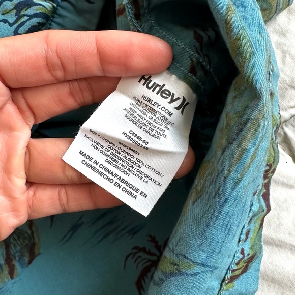 Hawaiian Blue Tropical Print Button Up Mens Short Sleeve Shirt Size-Mens Large - Picture 7 of 9